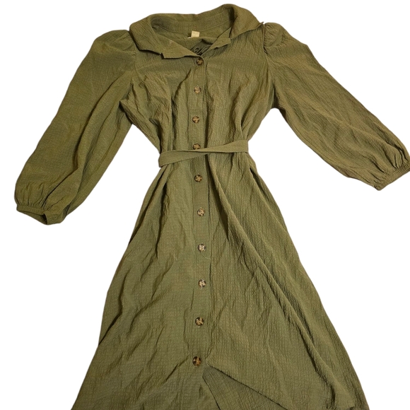 Olive Green Button-Up Dress - Picture 1 of 2